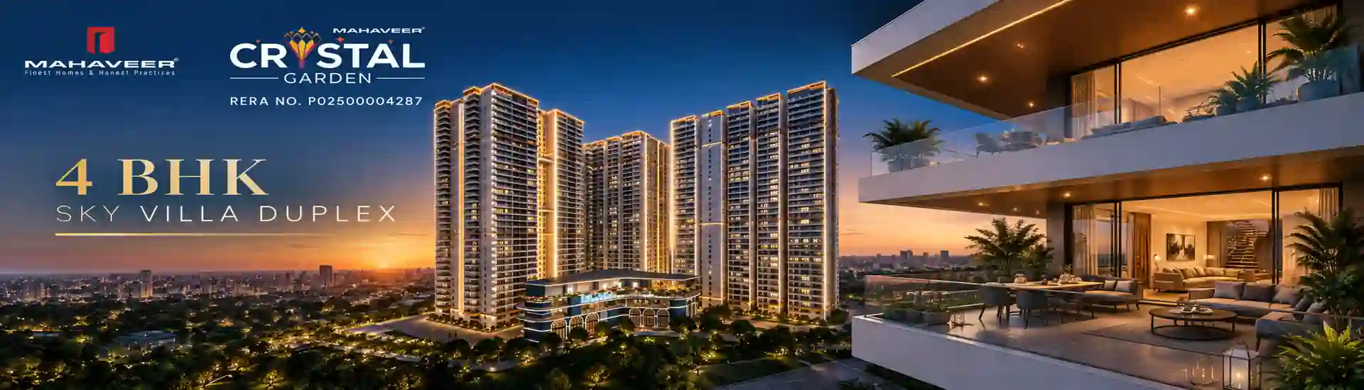 4 BHK Sky Villa Duplex at Mahaveer Crystal Garden in Attapur