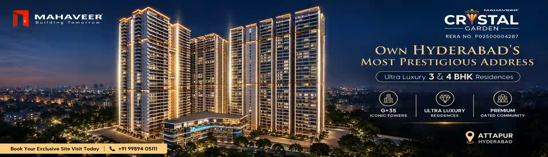 4 BHK Sky Villas in Attapur at Mahaveer Crystal Garden