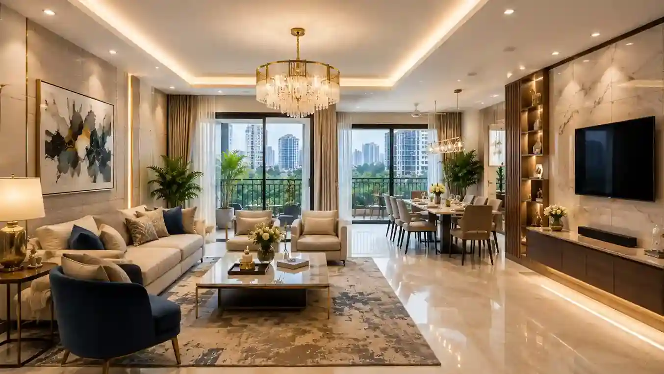Elegant luxury apartment interior with premium finishes