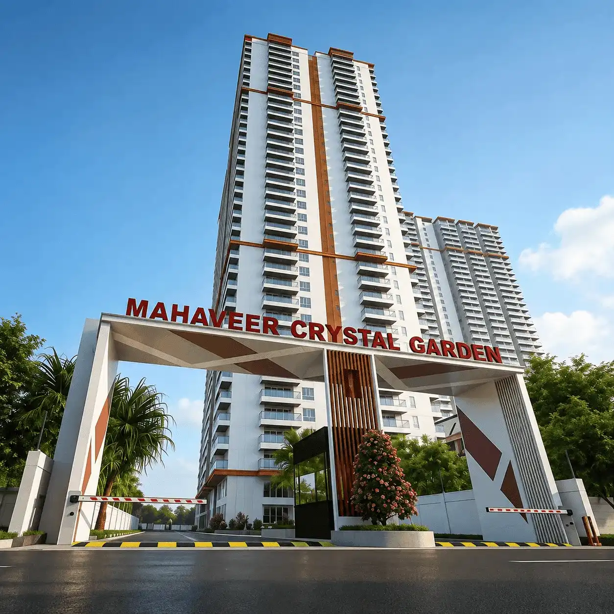 Mahaveer Crystal Garden luxury high-rise apartment project entrance in Hyderabad by Mahaveer Constructions