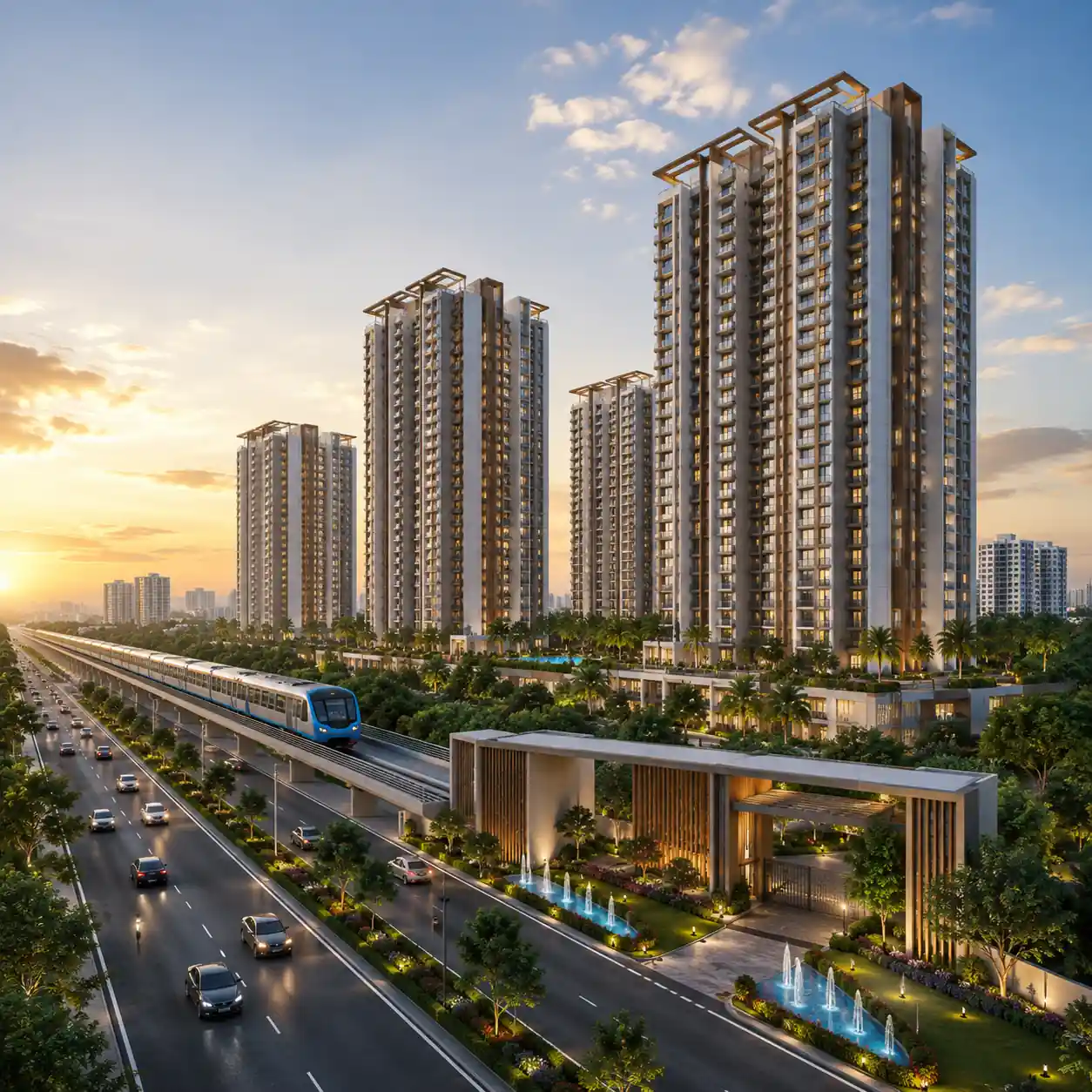 Upcoming luxury residential apartment projects by Mahaveer Constructions in Hyderabad featuring modern high-rise towers and excellent connectivity.
