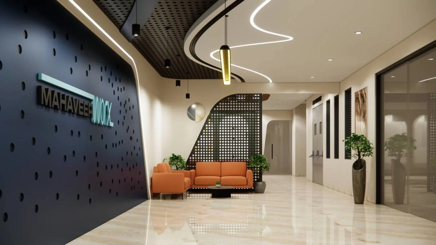 Mahaveer Worx premium office interior Hyderabad
