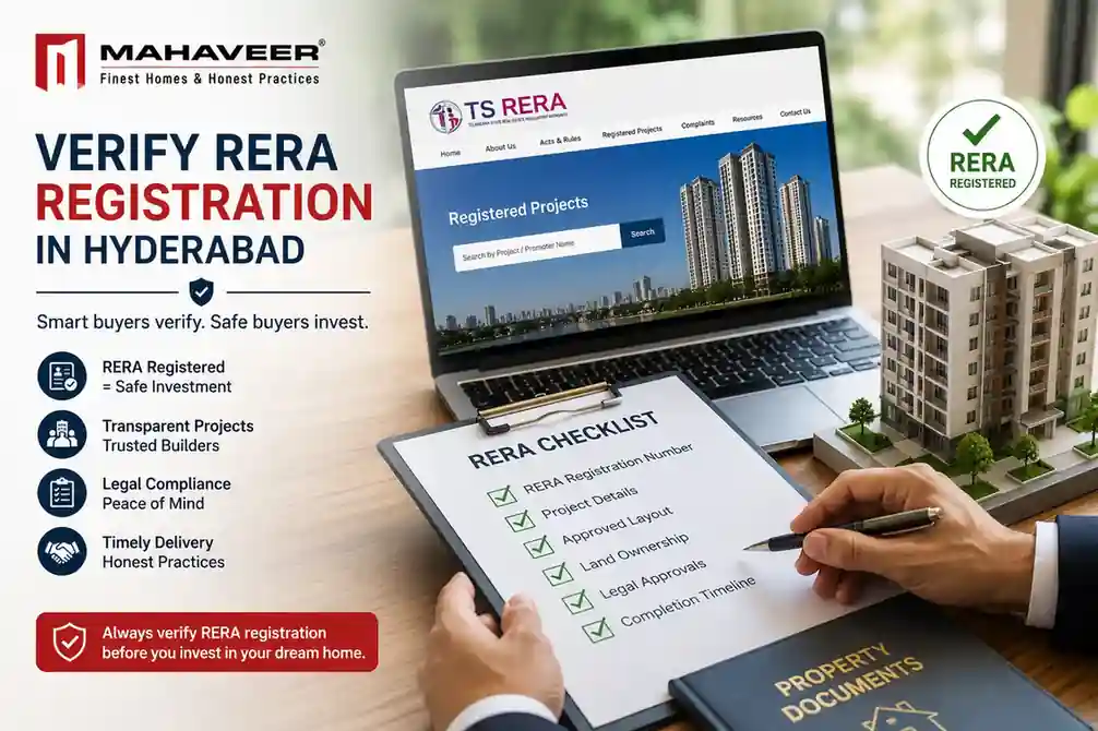 Verify RERA registration before purchasing a residential property in Hyderabad to ensure legal compliance and transparency